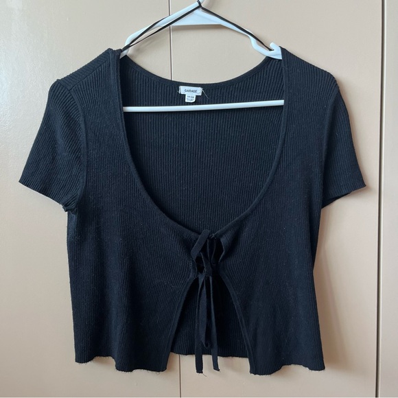 Garage Knit Short-Sleeve Open Front Cardigan - Picture 2 of 5